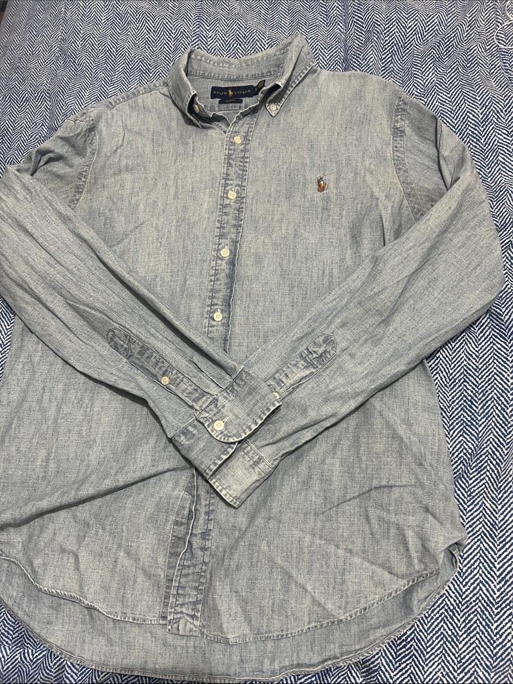Polo by Ralph Lauren Faded Light Blue Denim Button-Down Shirt